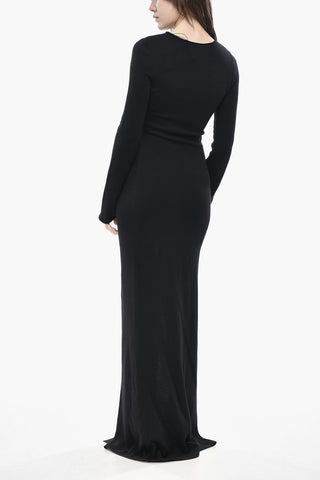 Vestito in Maglia di Lana con Dettaglio Lace-up