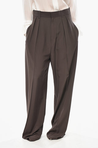 Two-Pleat Silk-Satin Trousers FLUID