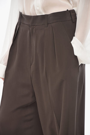 Pantaloni FLUID in Satin di Seta a 2 Pinces