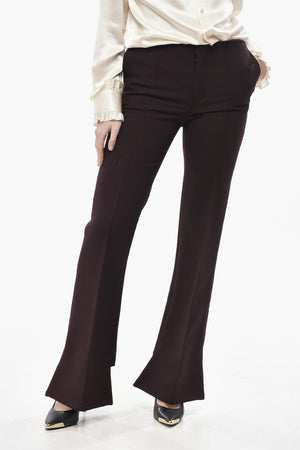 Pantaloni Bootcut in Lana Vergine con Pince Frontali