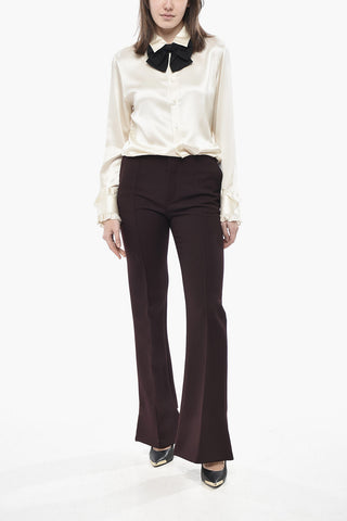 Pantaloni Bootcut in Lana Vergine con Pince Frontali