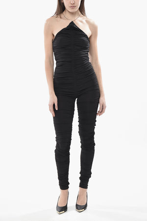 Draped Jumpsuit with American Collar