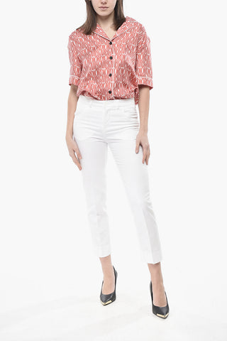 Cropped-Fit-Chinohose aus Leinenmischung