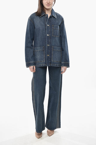 Dark-Wash Denim Shirt With Patch Pockets