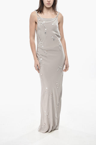 Slip Dress Bare Back in Seta con Perle