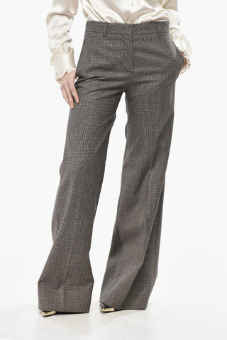 Hose mit Flared Fit aus Wolle im Pied-de-Poule-Muster