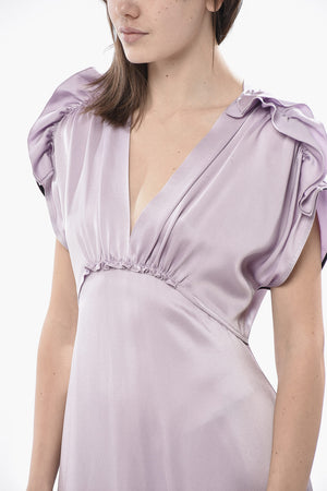 Satin-Kleid mit Rüschendetails