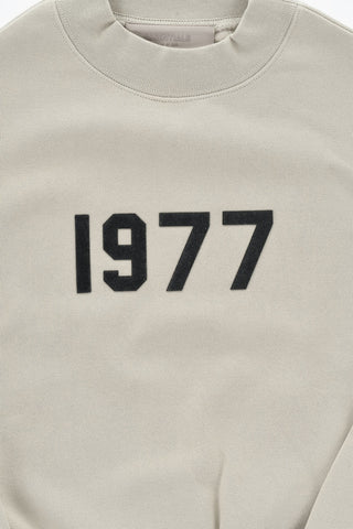 ESSENTIALS Cotton Fleece Crewneck Sweatshirt With Velour Detail