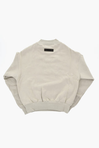 ESSENTIALS Cotton Fleece Crewneck Sweatshirt With Velour Detail