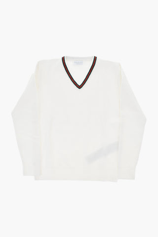 Pullover mit Wabenmuster und V-Ausschnitt
