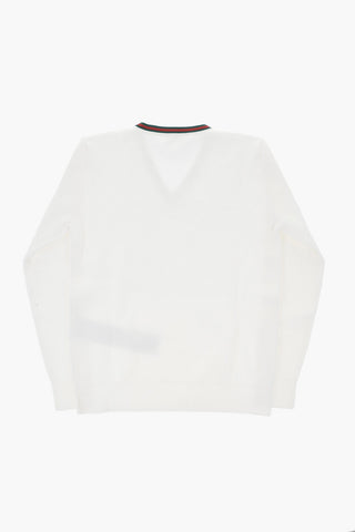 Pullover mit Wabenmuster und V-Ausschnitt