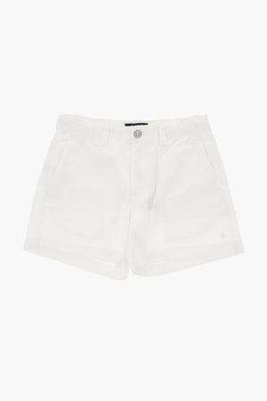 Leichte einfarbige Baumwoll-Shorts mit Gürtelschlaufen