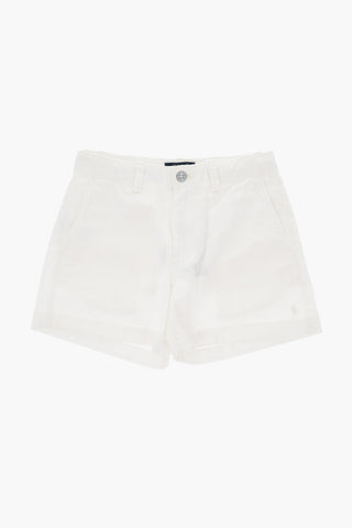 Leichte einfarbige Baumwoll-Shorts mit Gürtelschlaufen
