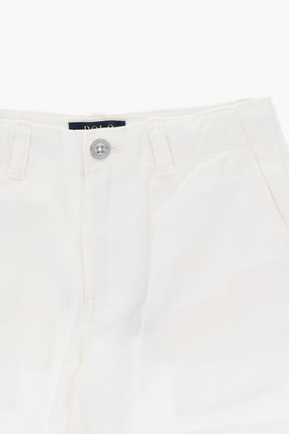 Leichte einfarbige Baumwoll-Shorts mit Gürtelschlaufen