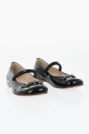 Patent-Leather Mary Jane Ballerinas With Metal Detail