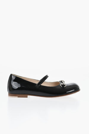 Patent-Leather Mary Jane Ballerinas With Metal Detail