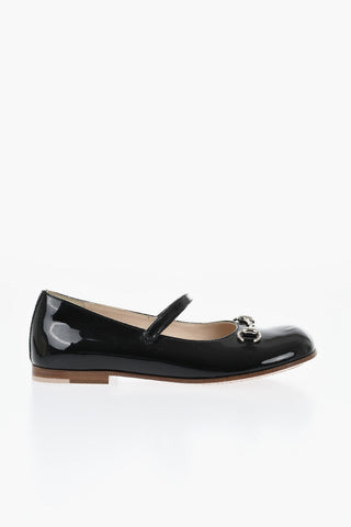 Patent-Leather Mary Jane Ballerinas With Metal Detail