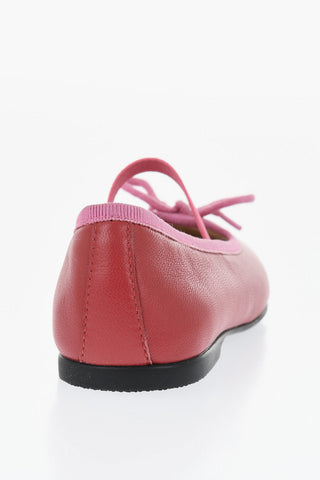 Leather Mary Jane Ballerinas With Logo Detail