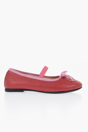 Leather Mary Jane Ballerinas With Logo Detail