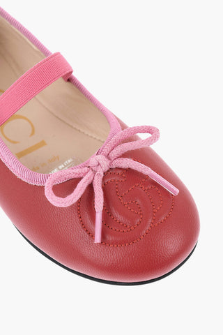 Leather Mary Jane Ballerinas With Logo Detail