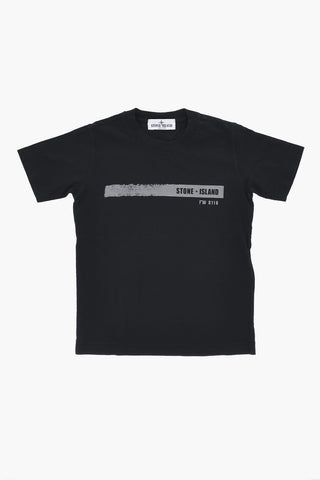 Crew Neck Solid-Color T-Shirt With Printed Logo