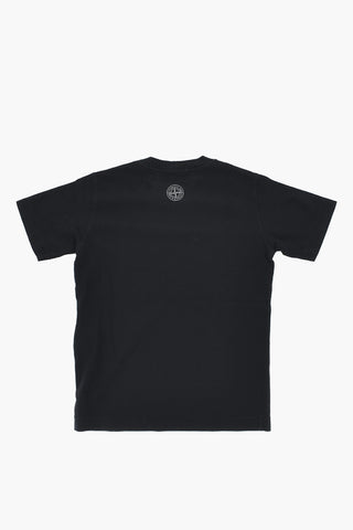 T-Shirt Girocollo in Tinta Unita con Logo Stampato