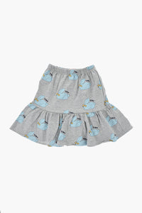 Lightweight Cotton Flared Skirt With Elastic Waist And All-Over Print