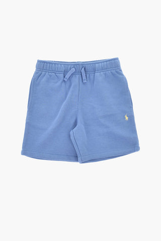 Brushed Cotton Blend Shorts with Embroidered Logo