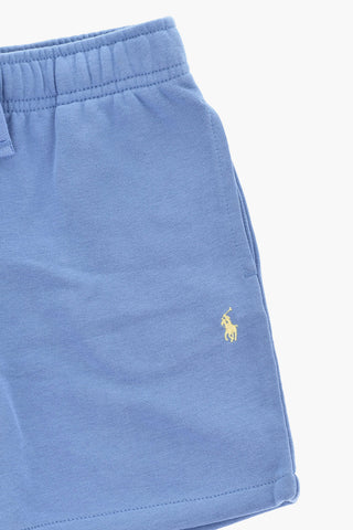 Brushed Cotton Blend Shorts with Embroidered Logo