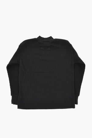 ESSENTIALS Maglia a Collo Alto in Cotone Leggero a Motivo Nido D'ape