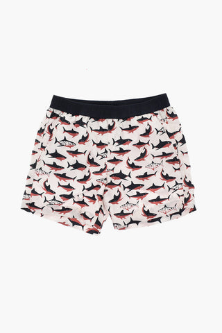 Boxer-Badehose aus Nylon mit Allover-Haie-Print