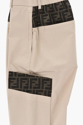 Pantaloni in Cotone Stretch con Dettagli Logati