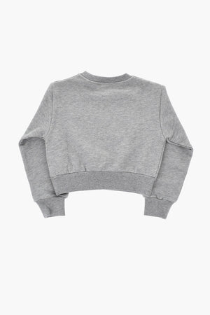 Brushed Cotton Crewneck Sweatshirt with Rhinestones