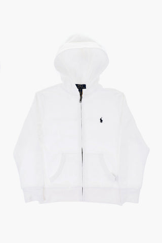 Felpa Full-Zip in Misto Cotone Garzato con Cappuccio