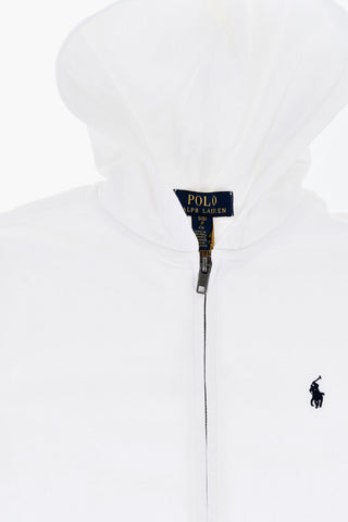 Felpa Full-Zip in Misto Cotone Garzato con Cappuccio
