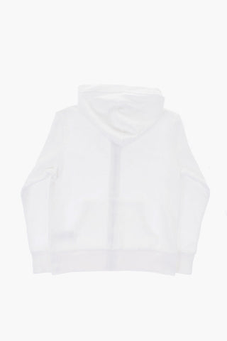 Felpa Full-Zip in Misto Cotone Garzato con Cappuccio