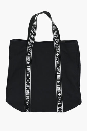 ONE LIFE ONE PLANET Organic Cotton Tote Bag with Logo Details