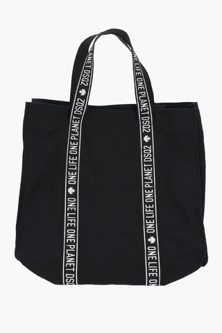 ONE LIFE ONE PLANET Organic Cotton Tote Bag with Logo Details