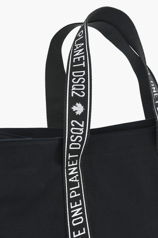 ONE LIFE ONE PLANET Organic Cotton Tote Bag with Logo Details