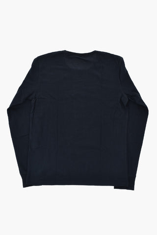 T-shirt Girocollo in Cotone a Maniche Lunghe