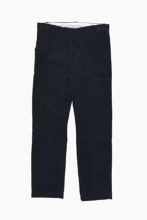 Ribbed Velour Pants With Hidden Button Closure