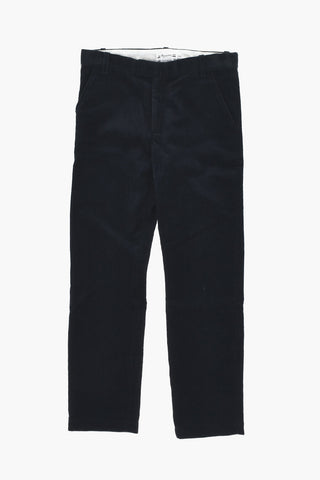 Pantaloni in Velour a Coste con Abbottonatura Nascosta