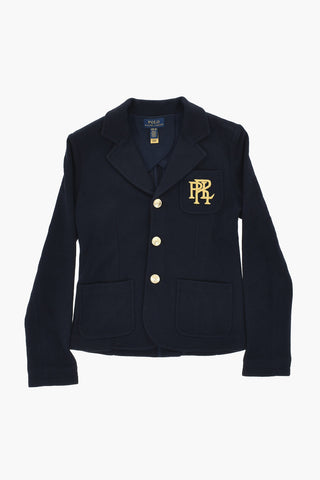 Blazer in Misto Cotone con Bottoni Dorati