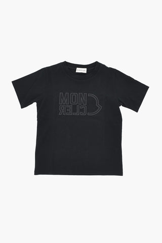 Einfarbiges Rundhals-T-Shirt mit Ton-in-Ton-Logo