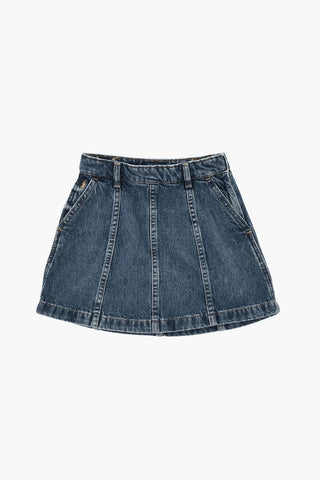 Denim Trapeze Skirt with Side Zip