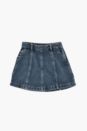 Denim Trapeze Skirt with Side Zip