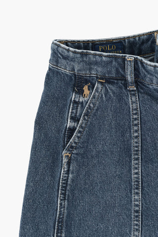 Denim Trapeze Skirt with Side Zip