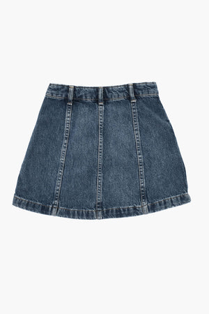 Denim Trapeze Skirt with Side Zip