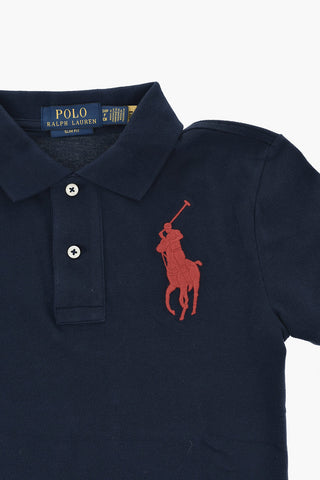 Polo Slim Fit in Tinta Unita con Logo Ricamato