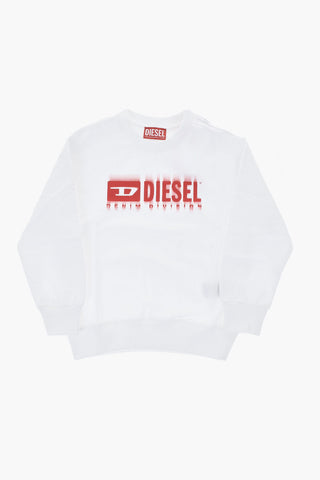Brushed Cotton Crewneck Sweatshirt FADED LOGO